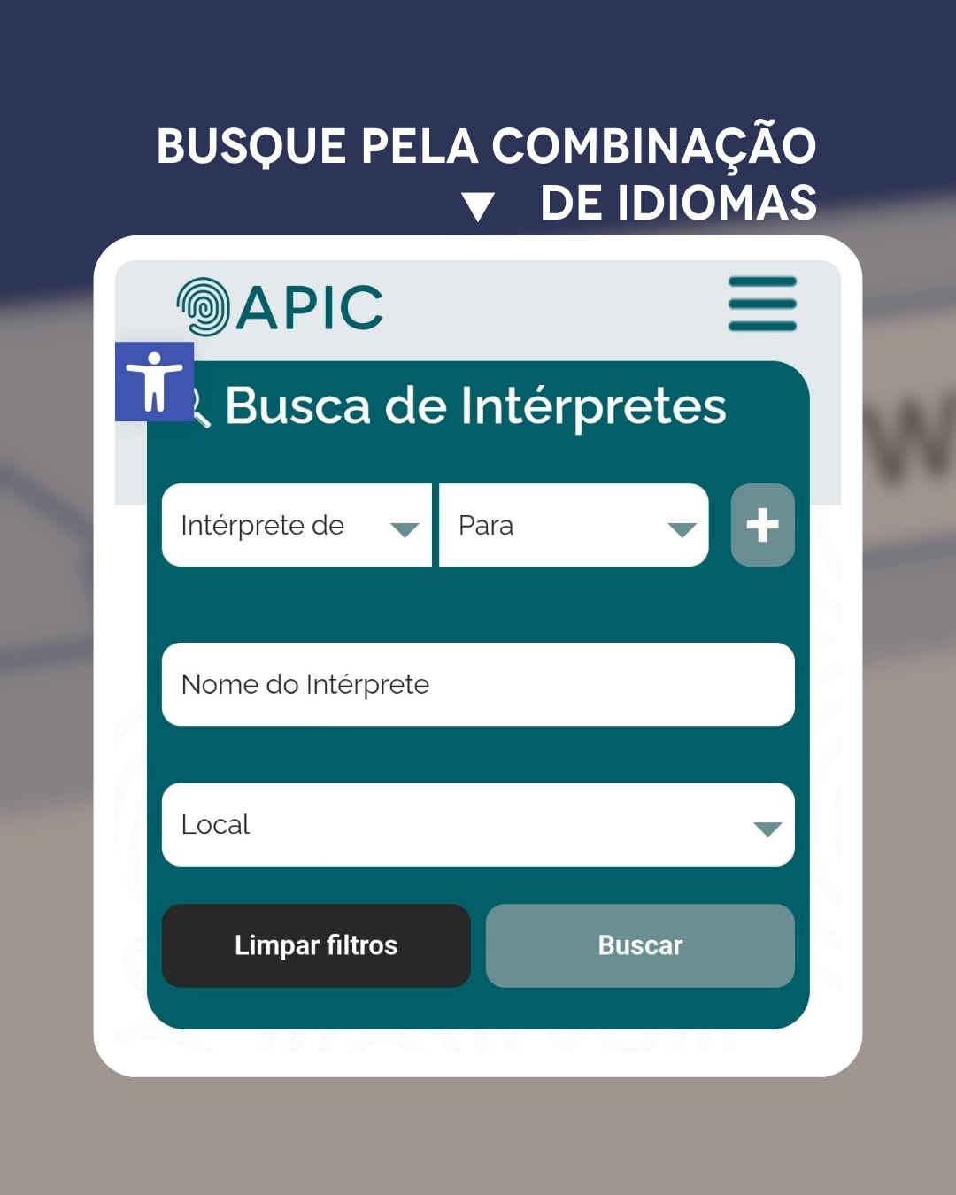 🌐 O novo site da APIC está no ar!
E com ele, uma ferramenta super prática: agora você pode buscar intérpretes por combinação de idiomas com apenas alguns cliques!
Procure por idioma de trabalho, localização ou nome e conecte-se com intérpretes qualificados, membros da APIC — referência em excelência e ética profissional.
🔎 Acesse: www.apic.org.br
#APIC #IntérpretesDeConferência